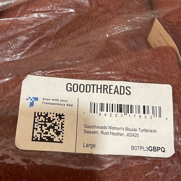 Goodthreads Women Boucle Turtleneck Sweater Rust Heather Size Large - Picture 6 of 6